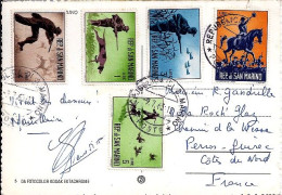 ST MARIN N° 562/563/564/565/566 S/CP DU 9.7.63  POUR LA FRANCE - Storia Postale