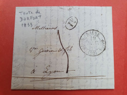 Cad De Sauve Avec Double Fleurons Sur Lettre Avec Texte De Durfort Pour Lyon En 1833 - N 60 - 1801-1848: Precursores XIX