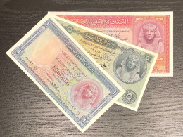 EGYPT 1957&1958 UNC NATIONAL BANK BANKNOTE SET Of 3; 1-5 -10 Pound / Pounds King TUT Pick 30,31& 32  ALL SIGN EL EMARY - Egypt