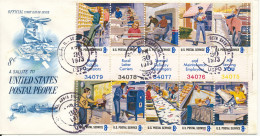 USA FDC Chicago 30-4-1973 Postmen At Work Service Postal Complete Set Of 10 With Cachet - 1971-1980