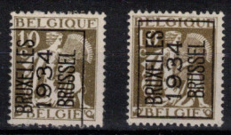 BELGIQUE      1934       PREO  N° 337  +  337a (o) - Typografisch 1932-36 (Ceres En Mercurius)