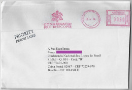 Vatican 2004 Priority Cover Sent To Brazil Meter Stamp Neopost Slogan Congregatio Pro Episcopis Congregation For Bishops - Covers & Documents
