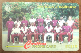 ANTIGUA & BARBUDA CRICKET TEAM EC$ 10 CARIBBEAN CABLE & WIRELESS SCHEDA PREPAID TELECARTE TELEFONKARTE PHONECARD - Antigua Y Barbuda