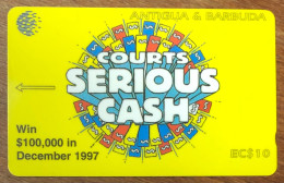 ANTIGUA & BARBUDA COURTS SERIOUS CASH EC$ 10 CARIBBEAN CABLE & WIRELESS SCHEDA PREPAID TELECARTE TELEFONKARTE PHONECARD - Antigua Et Barbuda