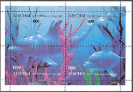 Abkhazia Dolphins Mini-Sheet Sheetlet Block MNH ** Neuf Postfrisch - Dolphins