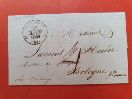 Cad De Vermanton Avec Fleurons Sur Lettre Sans Texte Pour Bologne En 1844 - N 82 - 1801-1848: Vorläufer XIX