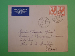 D100  ALGERIE   LETTRE   1945 ARZEW POUR PARIS FRANCE+PAIRE DE TP +AFF. INTERESSANT++++ - Brieven En Documenten