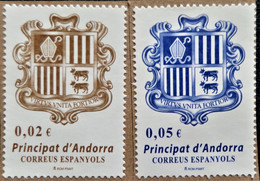 Timbre De Andorra Española 2014 Coat Of Arms  Edifil N° 414 Et 415 - Used Stamps