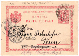 1900 Wien BESTELLT Zweimal 110 18/1 Und 80 7/1 (Simmering II ) Auf Karte Rumänien P28 Stpl Bucuresci - Covers & Documents