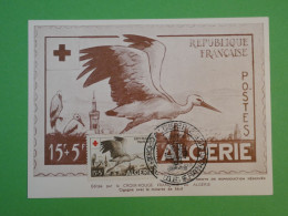 D100  ALGERIE   BELLE CARTE CROIX ROUGE FDC  1957 PARIS FRANCE+LA CIGOGNE  +AFF. PLAISANT++++ - Briefe U. Dokumente