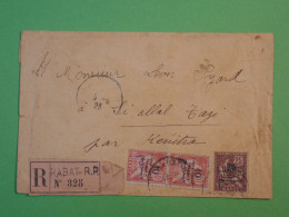 D100  MAROC  BELLE LETTRE  RECO 1923 RABAT KENITRA  +SURCHARGES +AFF. INTERESSANT++++ - Covers & Documents