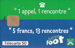 F1008A  08/1999 - LOTO FOOT - 50 LG1 - (verso : Avec Trou De Puce Et Bande Rouge) - 1999