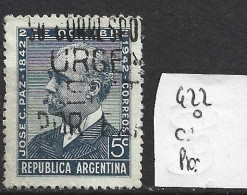 ARGENTINE 422 Oblitéré Côte 0.15 € - Used Stamps