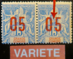 LP3972/93 - 1912 - COLONIES FRANÇAISES - GRANDE COMORE - (PAIRE) N°22-22Aa NEUFS* - VARIETE >>> Chiffres Espacés Tàn - Neufs