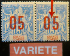 LP3972/93 - 1912 - COLONIES FRANÇAISES - GRANDE COMORE - (PAIRE) N°22-22Aa NEUFS* - VARIETE >>> Chiffres Espacés Tàn - Unused Stamps