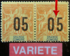 LP3972/94 - 1912 - COLONIES FRANÇAISES - GRANDE COMORE - (PAIRE) N°23-23Aa NEUFS* - VARIETE >>> Chiffres Espacés Tàn - Unused Stamps