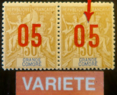 LP3972/95 - 1912 - COLONIES FRANÇAISES - GRANDE COMORE - (PAIRE) N°25-25Aa NEUFS* - VARIETE >>> Chiffres Espacés Tàn - Nuevos