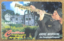 BARBADOS ANDRÉ WOODVINE JAZZ SAXO B$ 10 CARIBBEAN CABLE & WIRELESS SCHEDA PREPAID TELECARTE TELEFONKARTE PHONECARD - Barbados