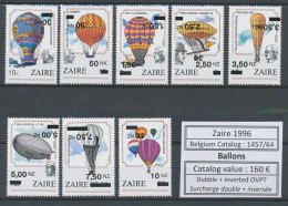 Zaire - 1457/1464-Cu - Double Surcharge - Ballon - Montgolfières - 1994 - MNH - Ungebraucht