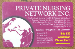 BARBADOS PRIVATE NURSING NETWORK B$ 20 CARIBBEAN CABLE & WIRELESS SCHEDA PREPAID TELECARTE TELEFONKARTE PHONECARD - Barbados (Barbuda)