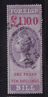 GB  Fiscals / Revenues Foreign Bill;  £1/10/  Lilac And Carmine Good Used Barefoot 65 (thick Blue Glossy Paper) - Steuermarken