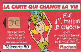 F1014A  09/1999 - AUCHAN ROUGE - 50 SO3 - (verso : N° Impacts - Deux Lignes Alignées) - 1999