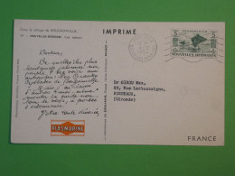 D100 NOUVELLES  HEBRIDES  BELLE CARTE PLASMARINE 1954 PORT VILA  A BORDEAUX ++BOUGAINVILLIERS +AFF. PLAISANT++ - Lettres & Documents