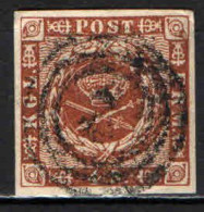 DANIMARCA - 1858 - Royal Emblems - USATO - Oblitérés