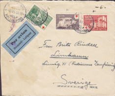 Finland PAR AVION Ilmapost Luftpost Label HELSINKI 1944 Cover Brief (Front, ONLY) LIMHAMN Sweden 3x Red Cross - Covers & Documents