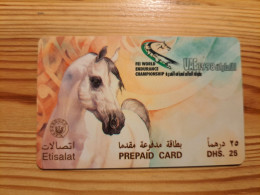 Prepaid Phonecard United Arab Emirates, Etisalat - Horse - Emirats Arabes Unis