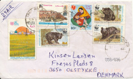 Pakistan Cover Sent Air Mail To Denmark 2000 With A Lot Of Stamps Incl. WWF Stamps (senders Name And Address Is Cut Of - Pakistan