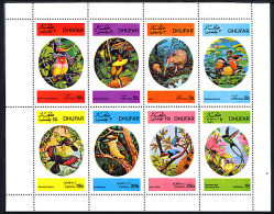 DHUFAR 1973, EXOTIC BIRDS / OISEAUX EXOTIQUES, 8 Valeurs En Feuillet, Neuf / Mint / Cindellera. R134 - Vignettes De Fantaisie