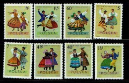 POLOGNE 1969, Yv 1801/08, 8 COSTUMES, DANSES, 8 Valeurs, Neufs / Mint. R557 - Costumes