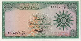 BILLETE DE IRAQ DE 1/4 DINAR DEL AÑO 1959 EN CALIDAD EBC (XF)  (BANKNOTE) MUY RARO - Iraq