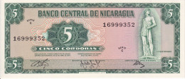 BILLETE DE NICARAGUA DE 5 CORDOBAS DEL AÑO 1972 SIN CIRCULAR (UNC) (BANK NOTE) - Nicaragua