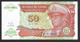Zaire - Banconota Non Circolata FdS UNC Da 50 Nuovi Makuta P-51 - 1993 #19 - Zaire