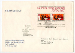 Germany, East 1967 Scott 959a S/S Red October Jubilee Stamp Exhibition FDC - 1950-1970