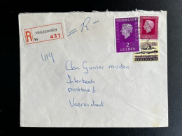 NETHERLANDS 1973 REGISTERED LETTER VRIEZENVEEN TO VOERENDAAL 24-12-1973 NEDERLAND AANGETEKEND - Cartas & Documentos