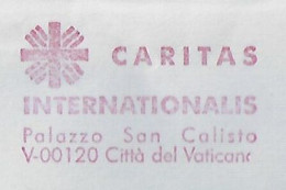 Vatican 2004 Priority Cover Fragment Meter Stamp Neopost Electronic Slogan Caritas Internationalis Charity International - Cartas & Documentos