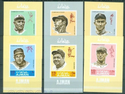 Baseball Champions,Wagner,Dimaggio,Cobb,Musial,Babe Ruth,Sisler,Ajman,6 S/s,MNH - Honkbal