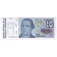 Billet, Argentine, 10 Australes, 1987-1989, KM:325b, NEUF - Brésil