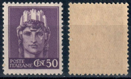 LUOGOTENENZA 1945 FRANCOBOLLO DA C. 50 EMISSIONE DI NOVARA SENZA FASCI SENZA FILIGRANA - NUOVO MNH ** SASSONE 538 - Neufs