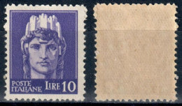 LUOGOTENENZA 1945 FRANCOBOLLO DA L. 10 EMISSIONE DI NOVARA SENZA FASCI SENZA FILIGRANA - NUOVO MNH ** SASSONE 542 - Mint/hinged