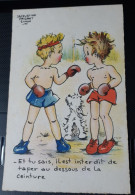 Carte Postale Ancienne Couleur"JACQUELINE FAIZANT SIMON"Il Est Interdit De Taper Au-dessous De La Ceinture"enfants Boxe" - Faizant