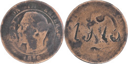 FRANCE - 1856 - 10 Centimes Napoléon III - Revers Gravé 1913 - 17-022 - 10 Centimes