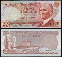 Türkei - Turkey 20 Lira Banknote 1970 (1974) Pick 187a UNC Black Signature Sig.2 - Turkey