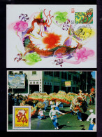 Gc8164 MACAU Macao 2x "dragon Dance Chinese New Year" 1988+ 2000 Maximum Cards Maxicard Portugal - Danse