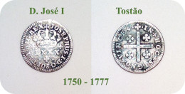 D. José I - Tostão - N/D ( 1750 - 1777 ) - KM # 238.1 - SILVER ( Ag 916,6 ) - A.G. 19.01 - Monarquia Portugal - Portugal