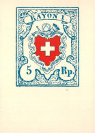 73793707 Briefmarken Auf Postkarte Schweiz Rayon II  - Timbres (représentations)