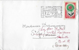 LETTRE ENTIERE MONACO 1964 - FLAMME FESTIVAL INTERNATIONAL DE LA TELEVISION, CACHET D ARRIVEE SAINT CYR SUR MORIN - Cartas & Documentos